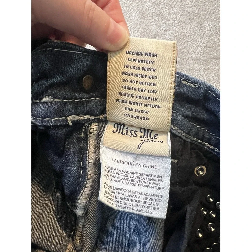 Miss Me Womens Jeans Size 25 Blue Mid Rise Stretch Rhinestone Pocket Skinny